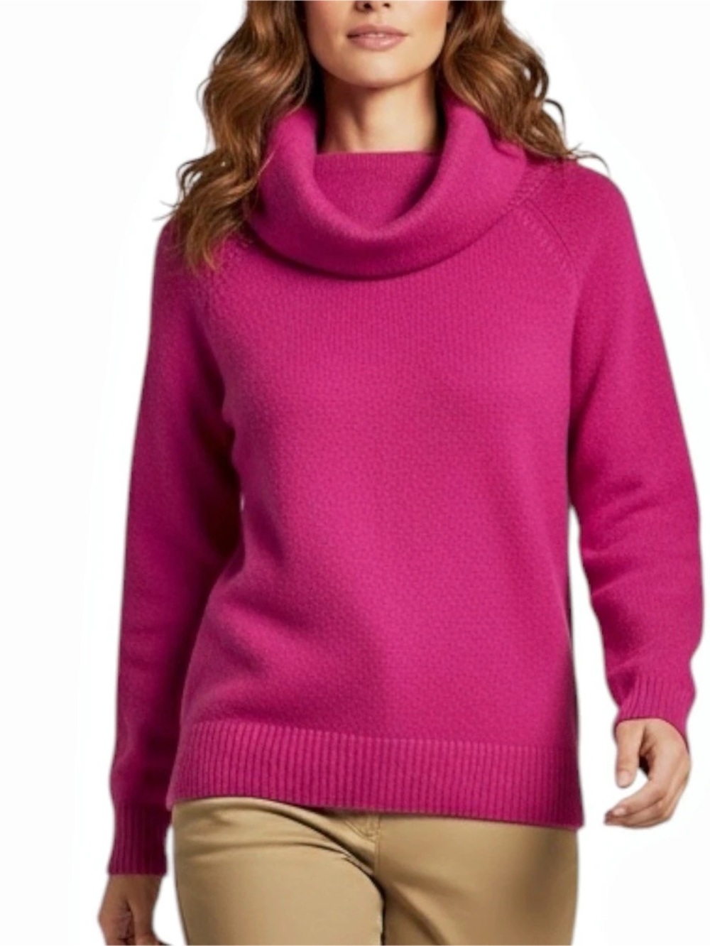 ANTHROPOLOGIE Hot Pink Cowl Neck Sweater Size XS -- POP OF COLOR in the FALL